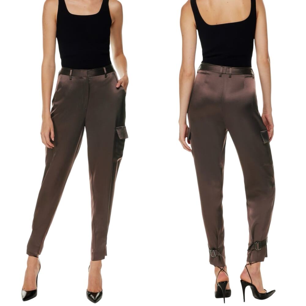Aritzia Babaton Refined Satin Cargo Pant In Coffee Bean Limited Edition Size 14